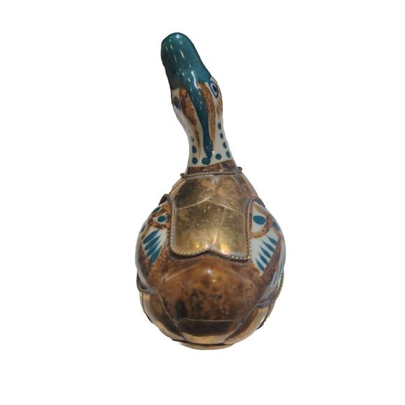 Vintage Tonala Duck Pottery with Brass Body Armour - Picture 6 of 9